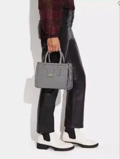 COACH ハンドバッグ ショルダーバック　ブルーグレー パイソン柄