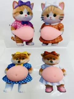女の子 3D立体柴犬お腹ぷにぷにシール 可愛い スクイーズ もっちり 肉球 女子