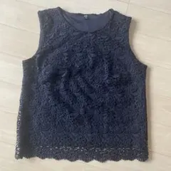 UNIQLO ネイビー レース ノースリーブ M