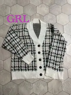 GRL 千鳥柄Vネックニットカーディガン