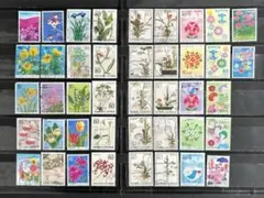 使用済切手　牧野富太郎など花の切手42枚m36