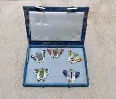 ★ 蝶 ブローチ ペンダントトップ 5個セット ケース付き