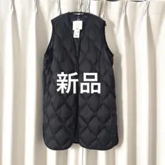 新品タグ付☆UNIQLOウルトラライトダウンロングベスト黒Sキルティング