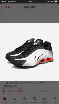 Nike シルバー/ブラック/ピカンテレッド スニーカー HQ1988-002