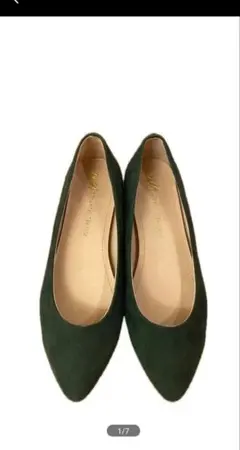 Oriental Trafficのポインテッドトゥフラットシューズ グリーン