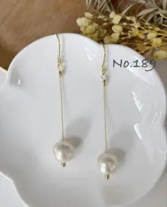 No.189 コットンパール 10㎜　キスカ　結婚式　入学式　ロングピアス