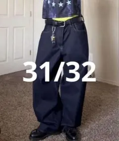 【極太】GAP ギャップ ワイド デニム バギーパンツ 濃紺 31/32