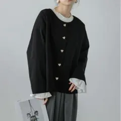 La-gemm 2way ショートコート ノーカラー ブラック フリーサイズ