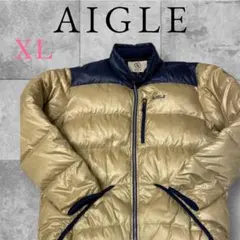 早い者勝ち❤️AIGLE ダウンジャケット ベージュ/ネイビー XL 防寒　肉厚