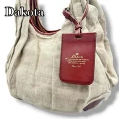 極美品　ダコタ　オーバルバッグ　トートバッグ　レザー　ブラウン　麻　リネン