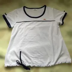 ホワイト 半袖Tシャツ ネイビー トリム