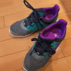アディダスネオadidasグレー×緑×紫スニーカー22.5センチのサムネイル