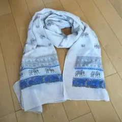 未使用★ インド アジア 伝統 カシミール ショール マフラー ストール ぞう柄