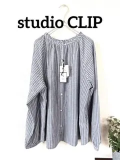 【新品】studio CLIP ストライプブラウス 綿100% コットン 4Lのサムネイル