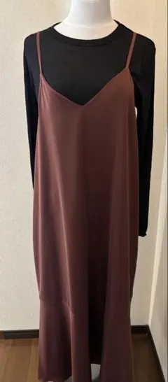 GU サテン風光沢あるキャミワンピース XL