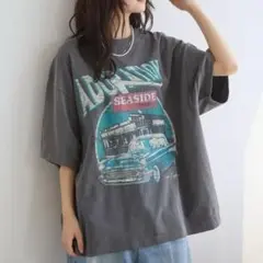 レトロアメリカンルーズTシャツ【WEB限定】　チャコールグレー