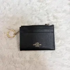 【訳あり品✨】COACH カードケース ミニポーチ 黒 キーホルダー付き