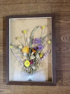 値下げ@ドライフラワーアート 茶色フレーム