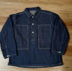 最終 半額以下！post overalls ブラックヘリンボーン アーミーシャツ
