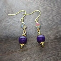【142】アメジストのピアス 　　　ハンドメイド