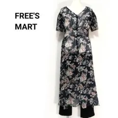 美品 FREE'S MART ワンピース シフォン 紺 ネイビー 花 セール