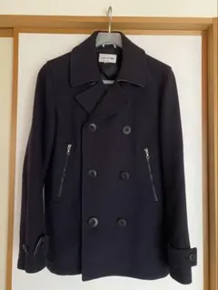 LACOSTE ネイビー ウール ピーコート