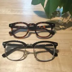ファッション・伊達メガネ 2点セット