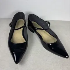 【美品】ルタロン ポインテッド フラット メリージェーン 黒 22.5cm