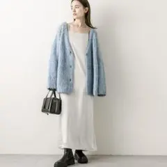 mystic 美品 ウール混シャギーカーディガン