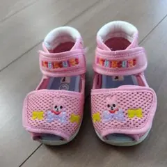 美品　ミキハウス　ピンク ダブルラッセル　ベビーサンダル　日本製　12.5