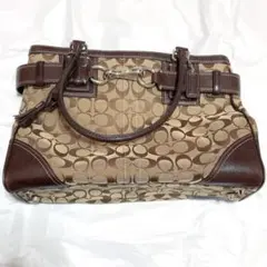 希少COACH ミニボストン バッグ ソーホー シグネチャー&パイソン