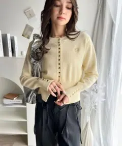 【mily bilet】エレガント胸刺ニットカーディガン