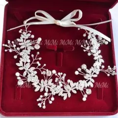 リーフクリスタル ブライダルヘッドドレス パールウエディングヘアアクセサリー