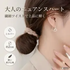 ニュアンスハート♡ツイストライン フックピアスシルバー 上品 大人可愛い 小ぶり