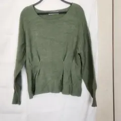 レディース トップス ニット セーター 薄生地 グリーン系 輸入古着