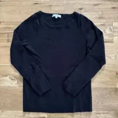 GLOBAL WORK ブラックリブニット M