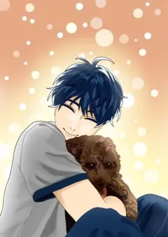少年と犬　印刷用紙1枚&ポストカード1枚のセット
