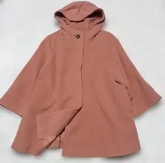 自由区 大きいサイズ ウールカシミヤ フーデットコート ポンチョ風 サイズ46のサムネイル