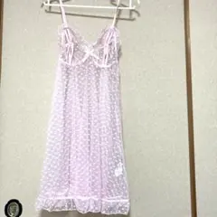 【新品・未使用】セクシーキャミソール ベビードール　ピンク ハート柄 フリルのサムネイル