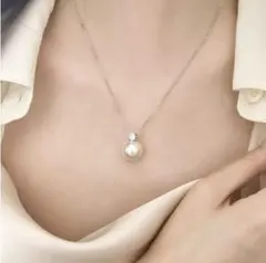 SALE パール ダイヤ ネックレス 1粒 シルバー