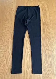 無印良品　綿であったか　リブ編み　レギンス（キッズ）キッズ１５０・黒