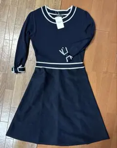 新品 定価16000円 ストロベリーフィールズ ネイビー 袖リボン ワンピース