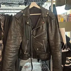 ブラック レザーダブルライダースジャケット