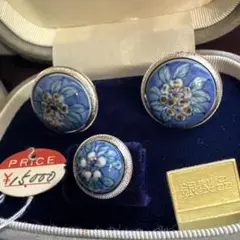「七宝焼 銀製 カフスボタン ネクタイピン セット」