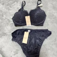 AMOSTYLE ダークブルー ブラジャーショーツセット D65