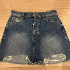 Bershka VINTAGE デニム ミニスカート ブルーのサムネイル