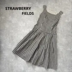 黒×白チェック柄 【M】ストロベリーフィールズフレアワンピース