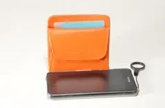 コインケース、本革、オレンジ
