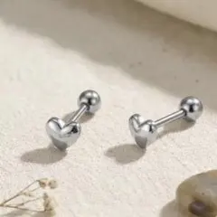 小ぶり ハート ピアス シルバー サージカルステンレス 金アレ対応 ねじ式