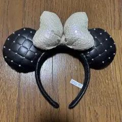 ディズニー カチューシャ 黒い耳 ハート型リボン